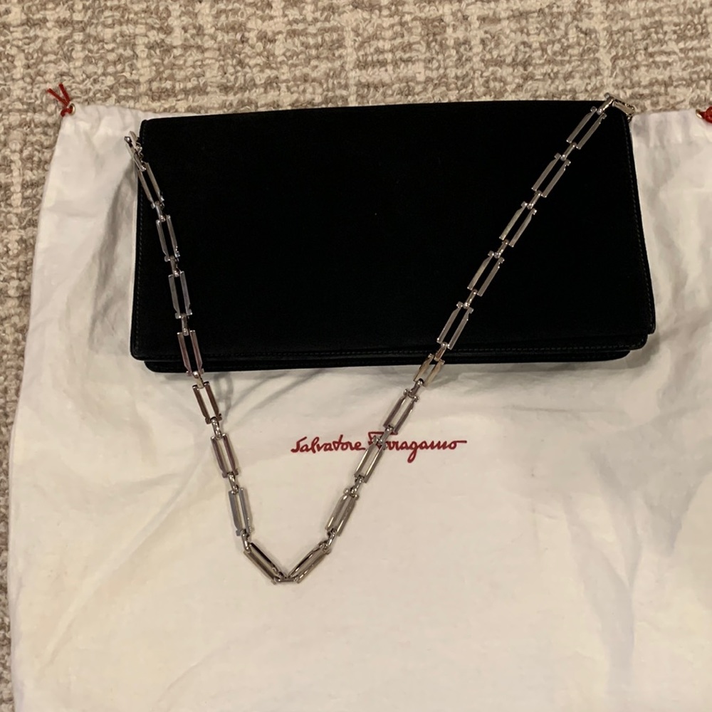Authentic Salvatore Ferragamo clutch/ handbag black use 3 times only